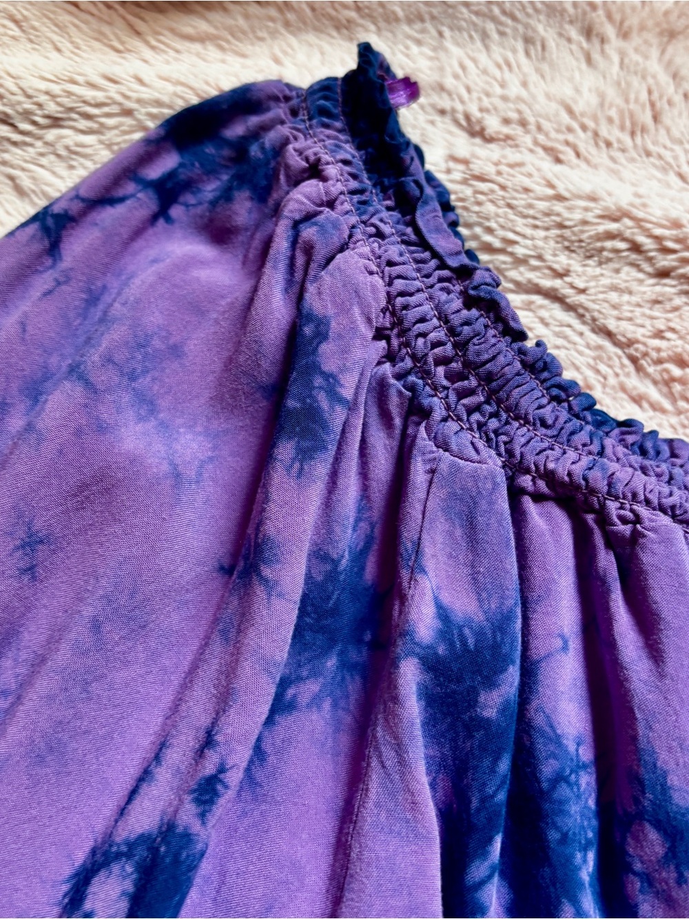 True Craft XL Purple Tie Dye Boho Ruffle Sleeve Peasant Blouse - Picture 8 of 10